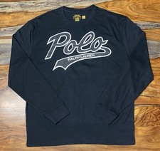 Image of Polo Ralph Lauren Graphic Logo Classic Fit Long Sleeve Black T Shirt Men’s Sz M