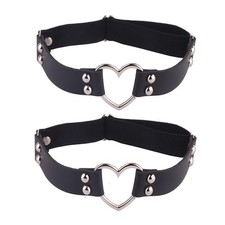 2 Pcs Adjustable Punk Rock Thigh Garter Heart Leg Garter Belts for Women