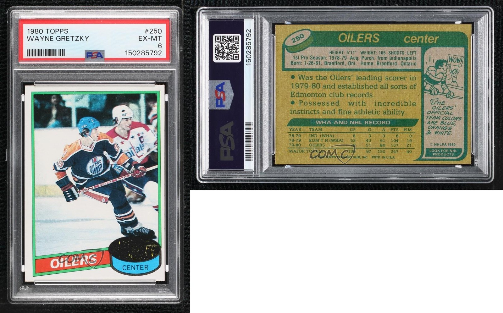1980-81 Topps Wayne Gretzky #250 PSA 6 HOF 07qw view 3