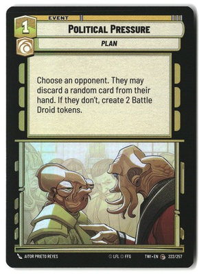 #ad Star Wars Unlimited Political Pressure TWI Foil NM $1.99