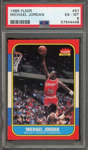 1986 FLEER #57 MICHAEL JORDAN ROOKIE RC PSA 6