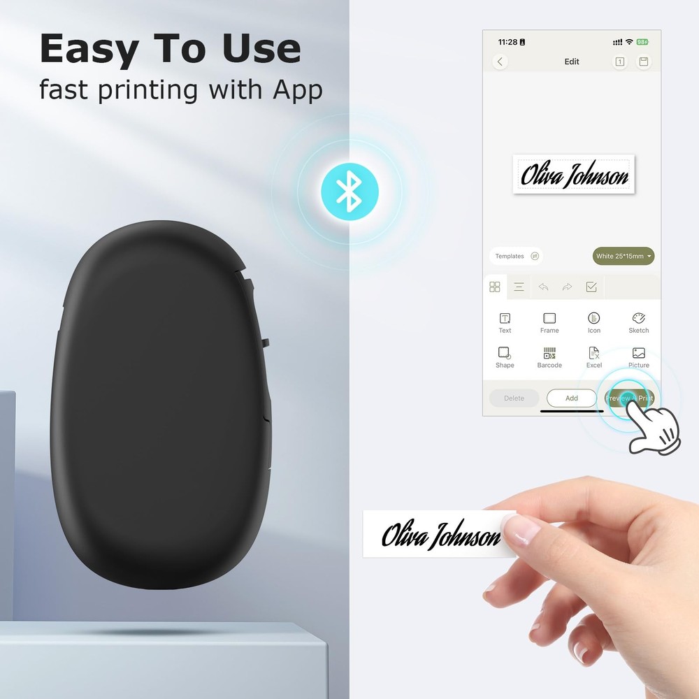 Supvan E10 Mini Thermal Smart Label Maker with Tape for Bottles & Jars