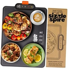 Electric Warming Tray, Rollable Silicone Warming Pad for Food with 4 Black