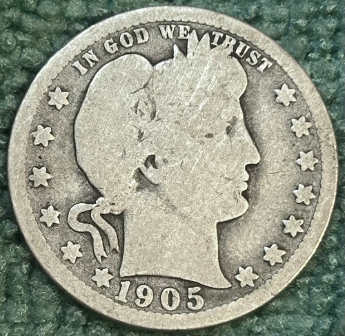 1905-P Barber Quarter – Better Date – AG Grade – Philladelphia Mint - 90% Silver