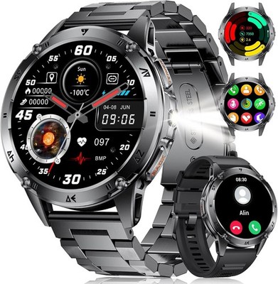 Smartwatch Herren Männer mit Telefonfunktion Armbanduhr Gym für iOS Android
