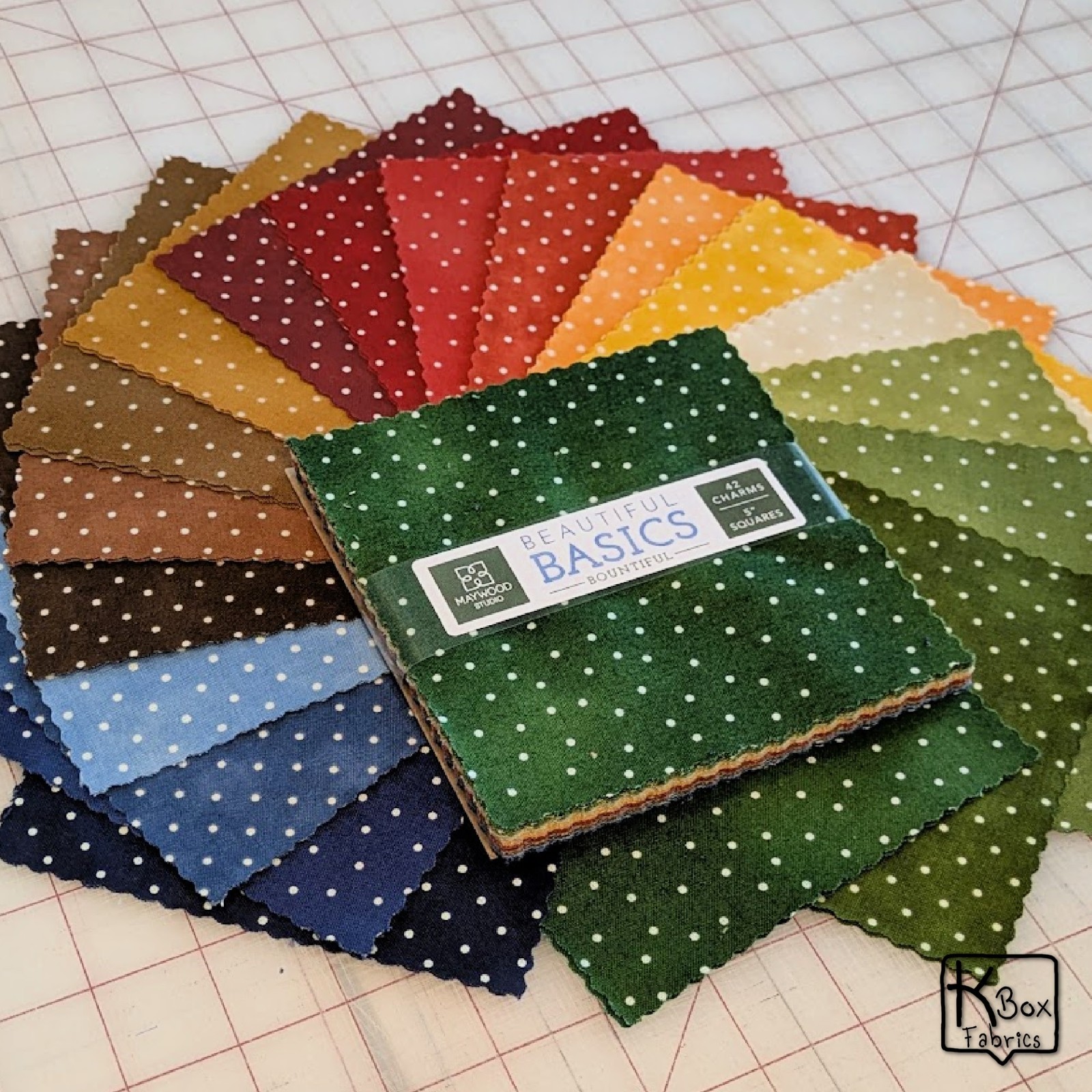 Quilting Cotton Fabric 5" Charm Pack Maywood Studio Basics Bountiful Polka Dots - second product detail image