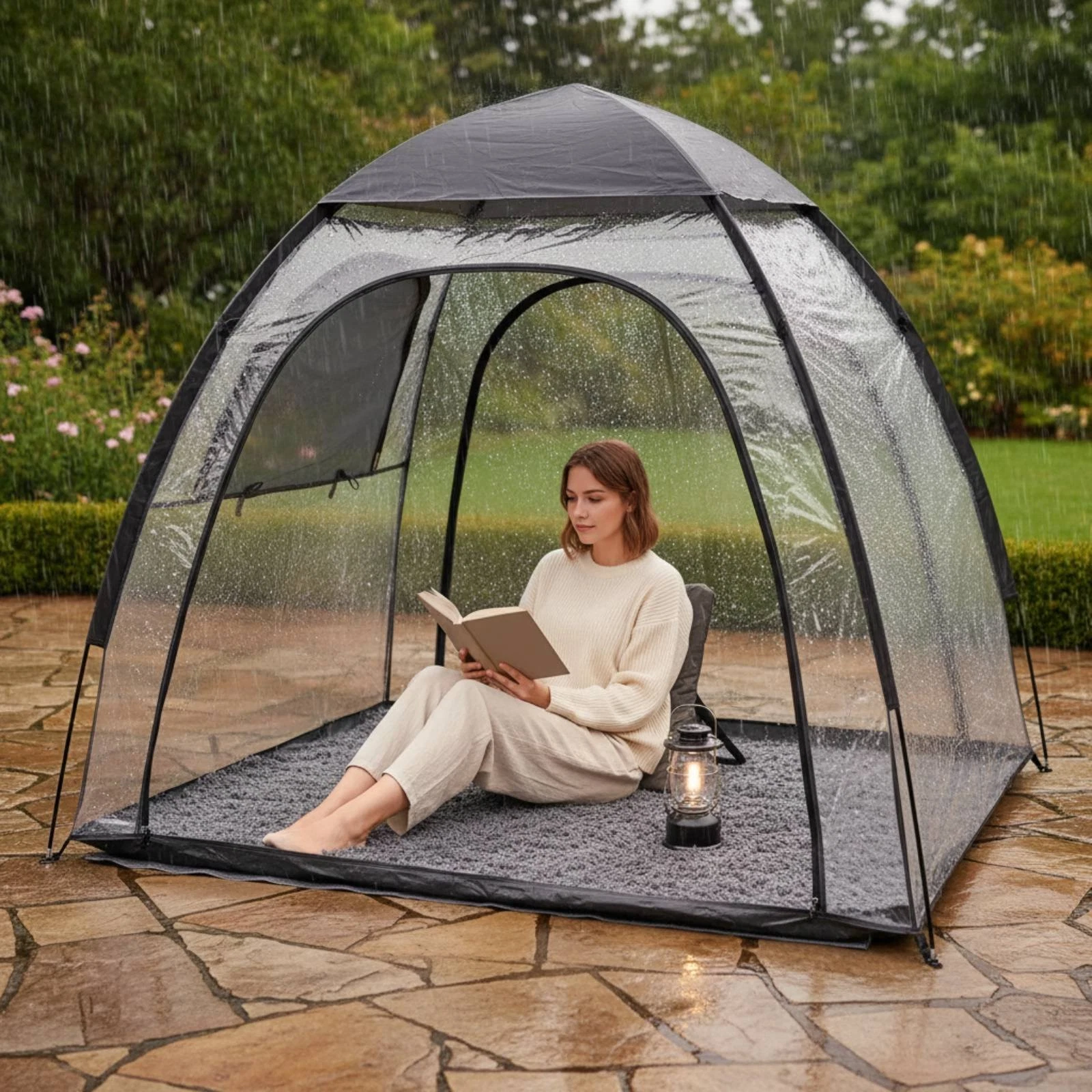 Transparent Camping Tent Thickened PVC Camp Gear Waterproof for Fishing