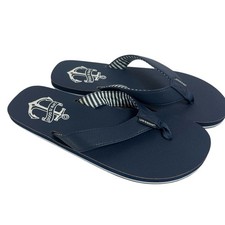 Life Is Good Flip Flops Mens Size 8 Navy Blue Casual Beach Anchor Logo Summer Ou