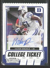 2021 Panini Contenders Draft Victor Dimukeje Ticket Stub #/51 Duke Auto (B1)