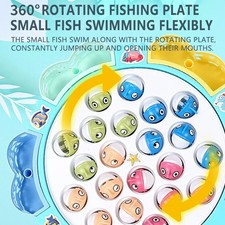 Electric Fishing Game Toy Set for Kids   Rotating Plate, Music, 15 Fish