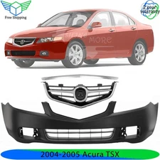 Front Bumper Cover Facia Paintable & Grille Assembly Kit For 2004-2005 Acura TSX