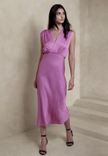 Banana Republic Pink Satin Jessie Midi Dress Size S NWT RT$220
