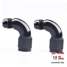 90 Degree -6 AN Male to Female Swivel Union Full 6AN-2PCS Black - 90 Degree