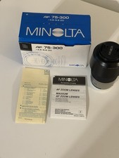 Minolta AF Zoom Lens 75-300mm f/4.5-5.6 D MAXXUM Silver In Box