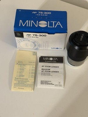 Minolta AF Zoom Lens 75-300mm f/4.5-5.6 (D ) MAXXUM Silver In Box