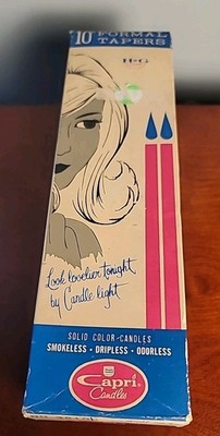 1 Dozen Vintage Capri 10'' Formal Taper Candles White, New, Indiv Wrapped  w/ Box