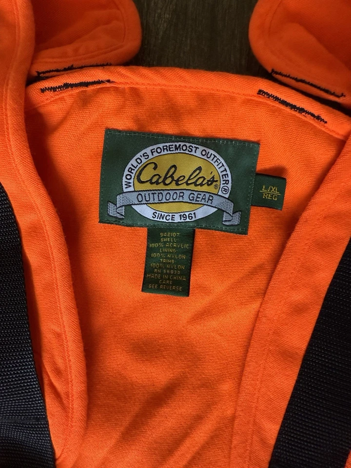 Cabela’s Blaze Orange Hunting Vest Mens L/XL Rear Game Bag Pockets - Image 2 of 4