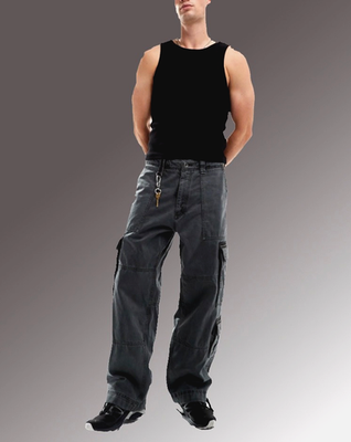 Abercrombie & Fitch Ultra Baggy Twill Utility Cargo Pant in Dk