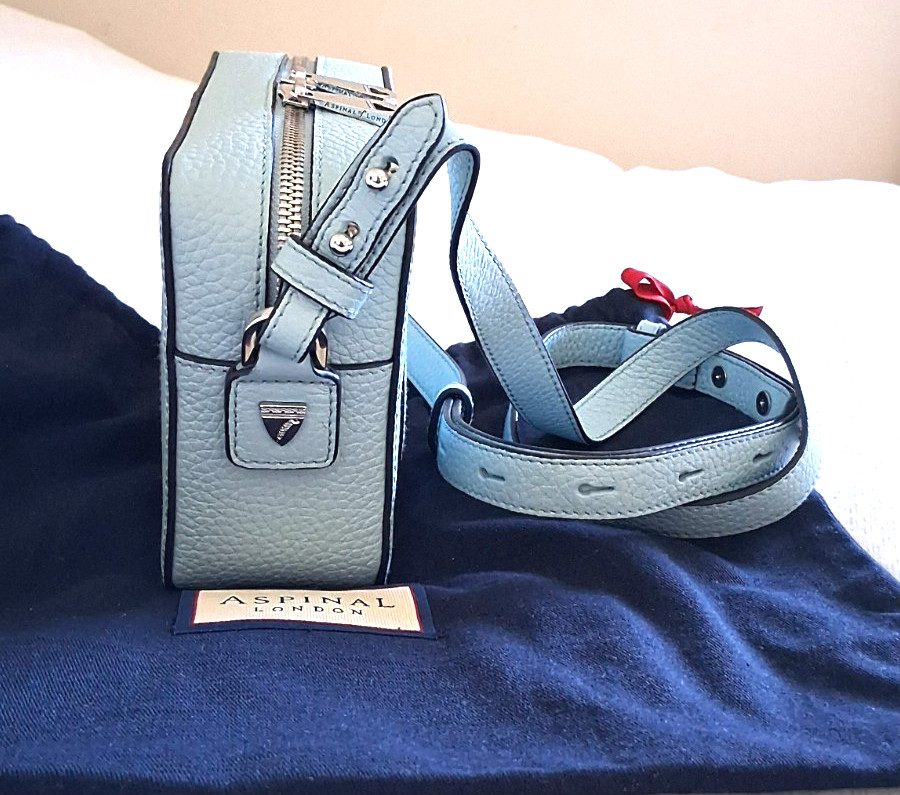 Aspinal of London Camera "A" Bag in Deep Pool Pebble leather plus Webbing Strap image 5