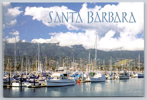 Vintage Postcard Santa Barbara CA Boat Harbor Postcard