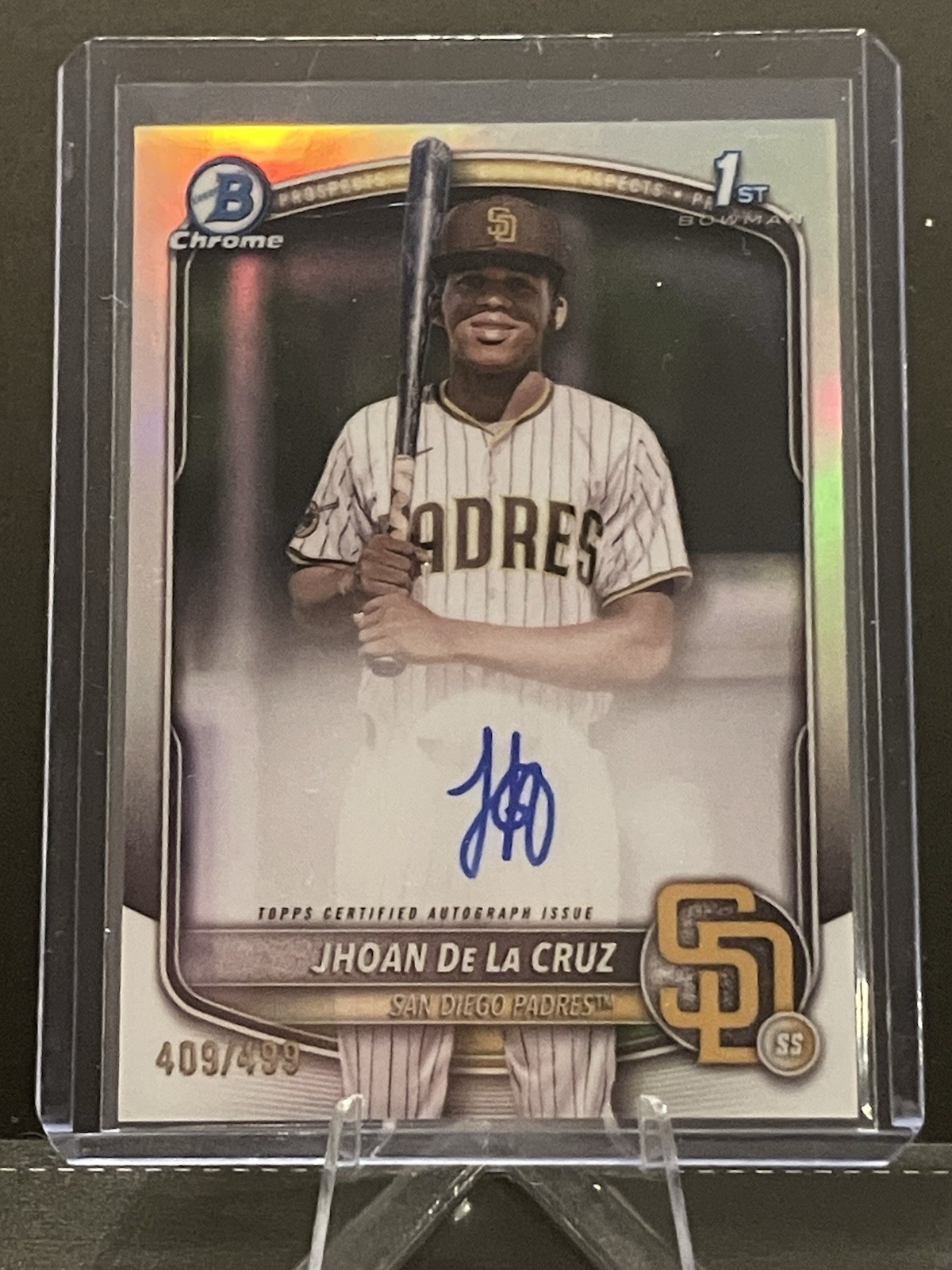 Jhoan De La Cruz 2025 Bowman Chrome 1st Bowman True Refractor Auto /499 Padres