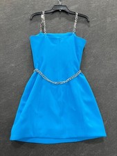 MICHAEL KORS Stretch Crepe Belted Mini Dress Women's Size 4 Milos Blue