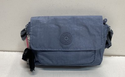 Kipling Blue Recycled Fabric Flap Messenger Crossbody Bag Monkey Keychain NWT