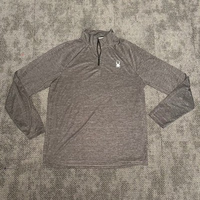 Spyder Active Mens ProWeb Quarter Zip Pullover Gray Grid SPM840U Large