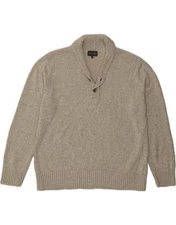 MARKS & SPENCER Mens Shawl Neck Jumper Sweater 2XL Green Flecked Acrylic AX09