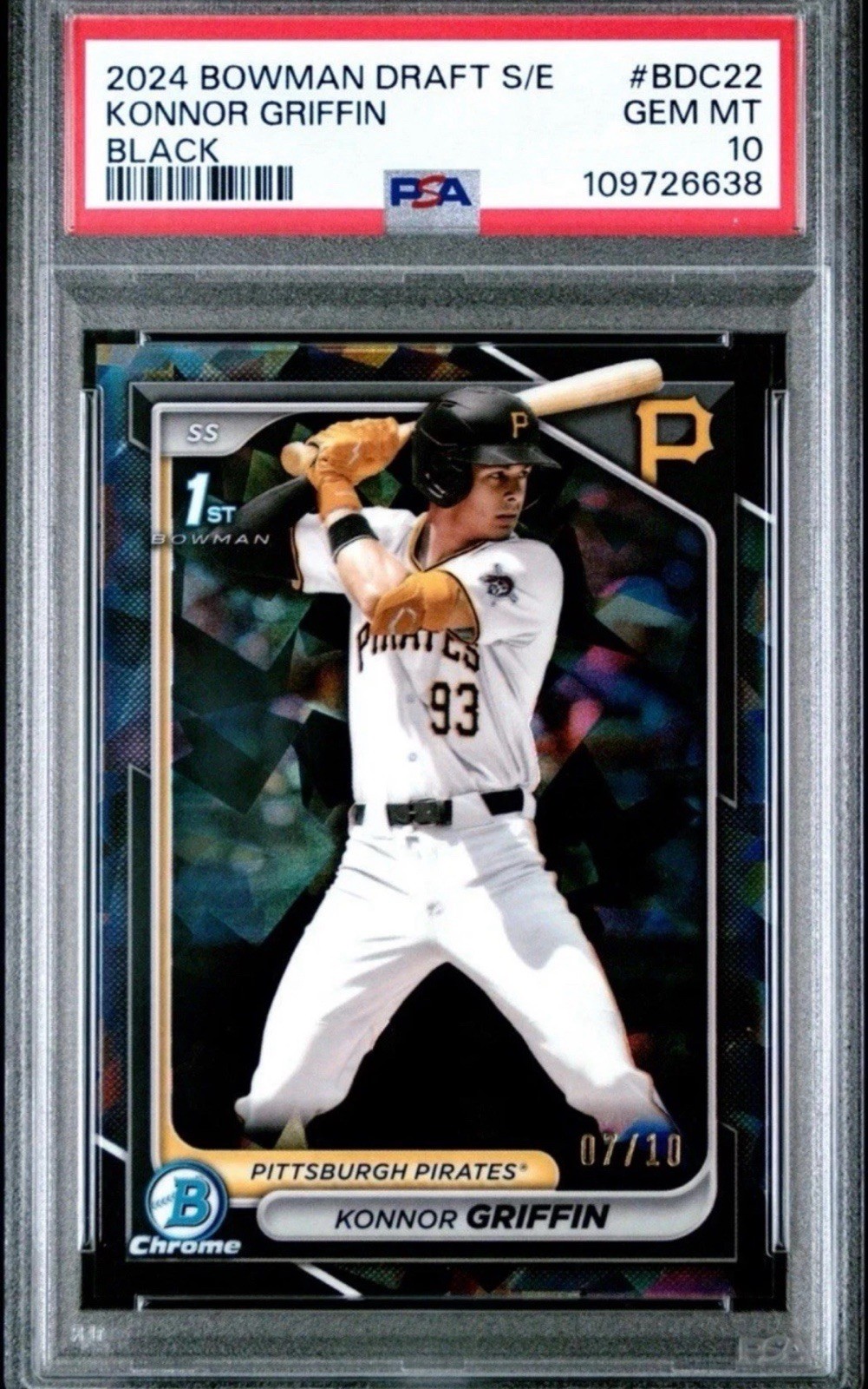 2024 BOWMAN DRAFT CHROME SAPPHIRE BLACK REFRACTOR KONNOR GRIFFIN 1st RC PSA 10
