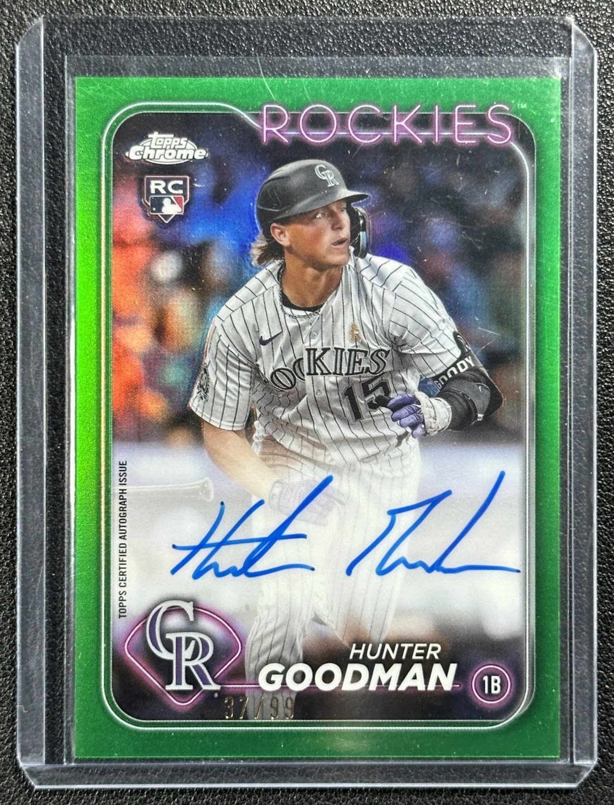 HUNTER GOODMAN 2024 TOPPS CHROME #RA-HG ROOKIE AUTO GREEN REFRACTOR RC 37/99
