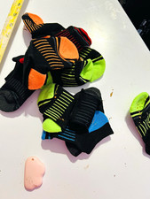 Men’s Athletic Ankle Socks Lot, Size M, Multicolor Striped Pattern