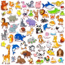 SpriteGru 60 PCS Cartoon Animals Zoo Magnets for Toddlers Kids, Small, Blue