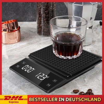 3kg/0.1g Digitale Kaffeewaage Espresso Waage Hochpräzise Feinwaage mit Timer 