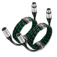 XLR Pro Mic Cable 15 Ft 2 Pack 4.5 Meter Male to Female XLR Cables 3-Pin Green B