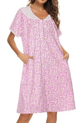 AVIIER 100% Cotton House Dress for Women Short Sleeve Housecoat Duster Robe w... | eBay AVIIER 100% Cotton House Dress for Women Short Sleeve Housecoat Duster Robe w... | eBay