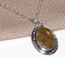 Huge Fruit Jasper 925 Silver Plated Necklace 18" Wedding Jewelry Trendy AU b517
