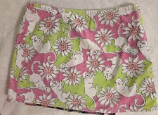 Lilly Pulitzer Reversible Wrap Skirt Panther Pink Green Floral Black Red READ