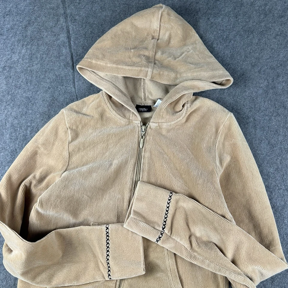 Chaqueta vintage Y2K Mossimo para mujer de pana con cremallera completa talla pequeña con capucha suave Foto 2 de 4