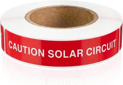 250 Pcs Caution Solar Circuit Stickers, Photovoltaic System Label, 1'' x 6'' PV