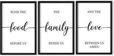 Bless the Food before Us Sign Wall Decor 16" 11" Set of 3 for Dining Room Kitche