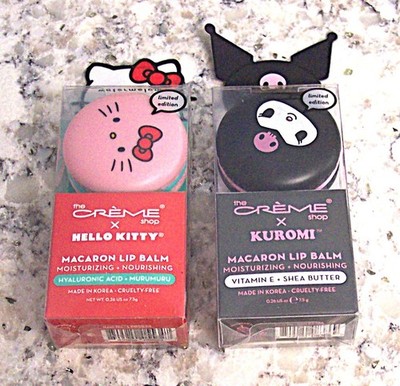 TWO The Creme Shop x Kuromi + Kello Kitty Macaron Lip Balm NEW IN BOX