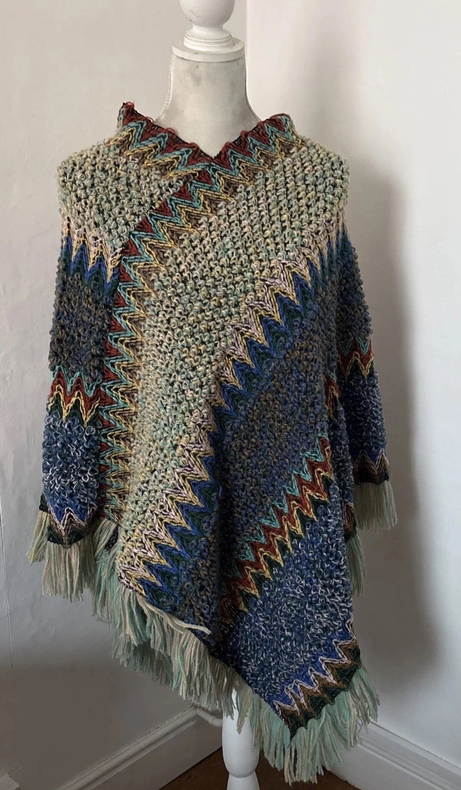 Crochet Poncho – One Size, multi colour