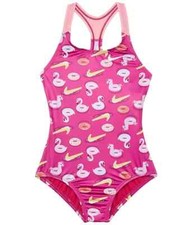 Nike L36301 Kids Pink Pool Party Racerback One-Piece Swimsuit Size Small