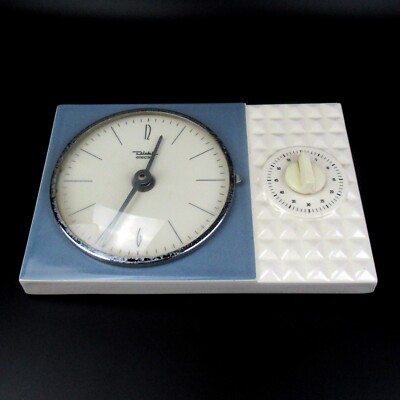 Diehl Keramik Uhr Wanduhr Retro 60er Jahre Design Vintage Küchenuhr mit  Eieruhr