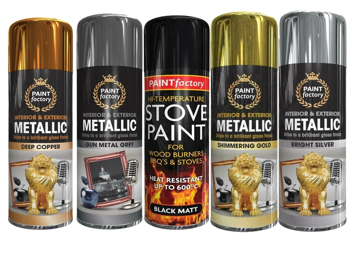 Spray Paint Metallic Silver Gold Grey Black Wood Metal Plastic Glass 400ML