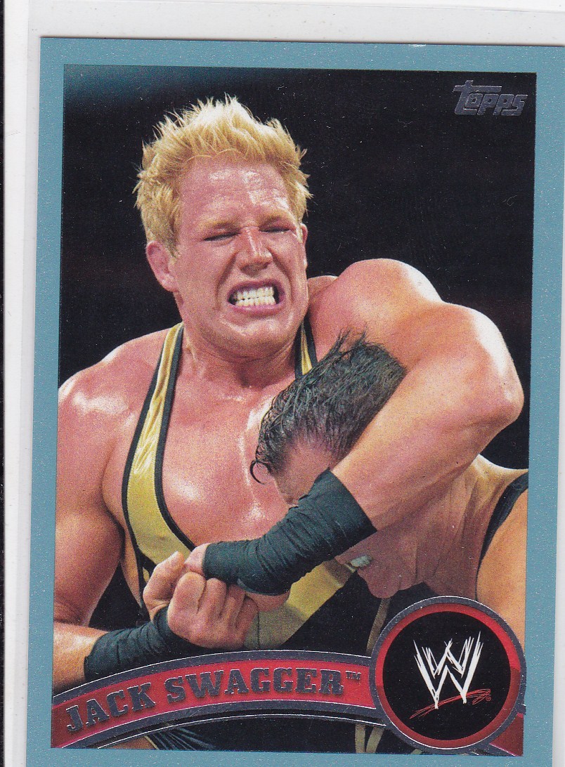 2011 TOPPS WWE JACK SWAGGER BLUE PARALLEL WRESTLING CARD #49 2011 MADE