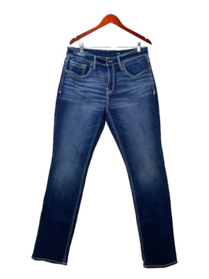 BKE Jeans Men's 36x36 JAKE Straight Dark Wash Whiskers Thick Stitch Stretch NEW
