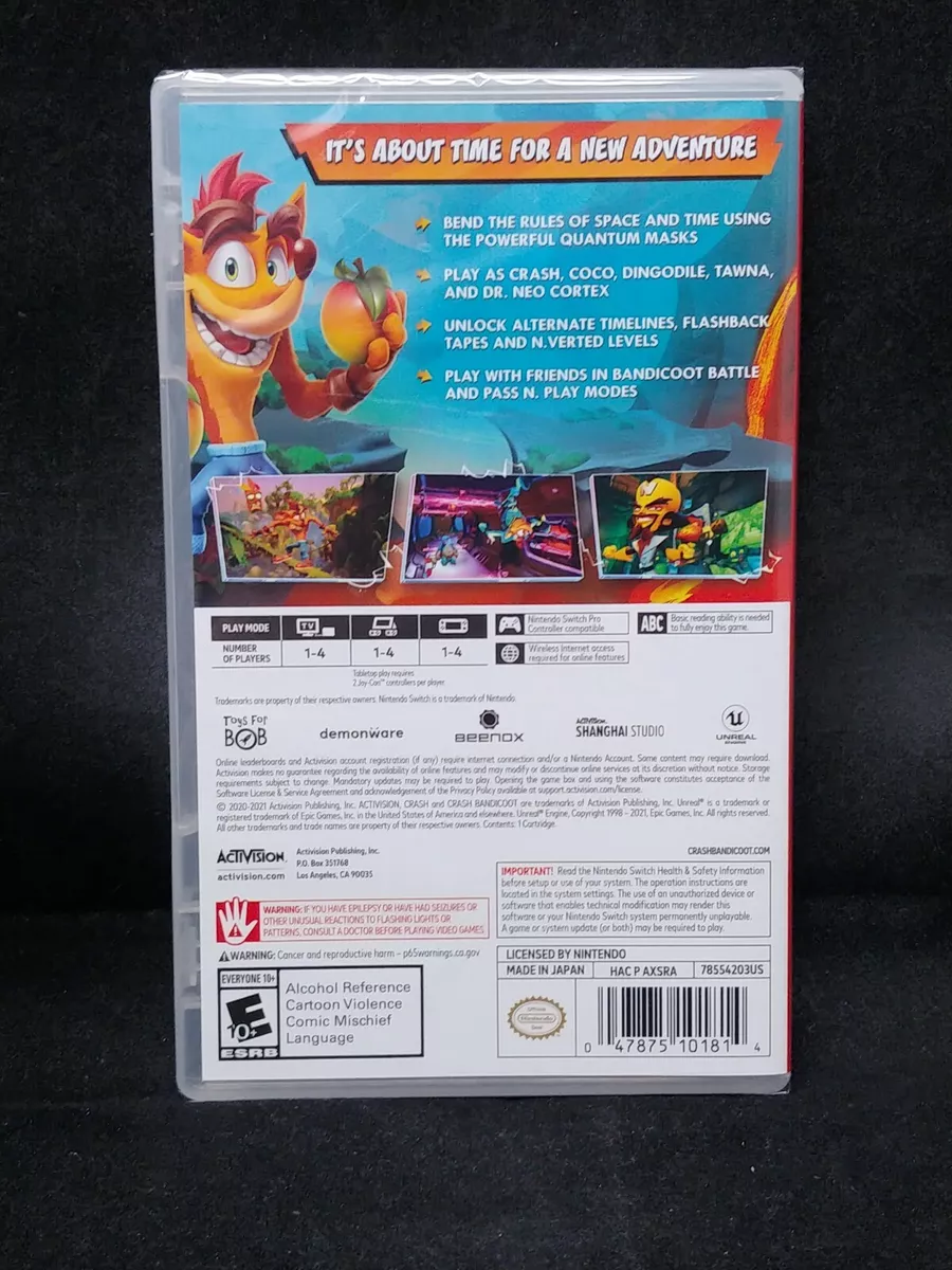 Jogo Crash Bandicoot 4: Its About Time - Nintendo Switch midia fisica,  novo,original e lacrado de fabrica.