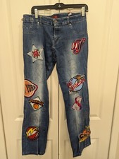 Soho Babe 90s Multi Basketball Teams Oversized Patches Denim Jeans Size 11